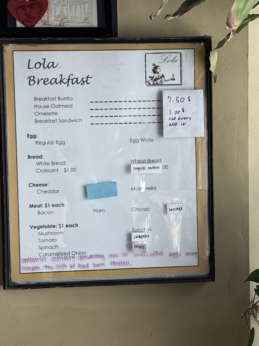 Lola Coffee Menu - Image 2